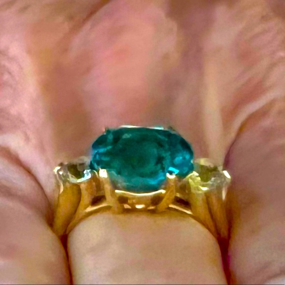 ☀️Vtg☀️14K w/Swiss Blue & White Topaz - Picture 3 of 10